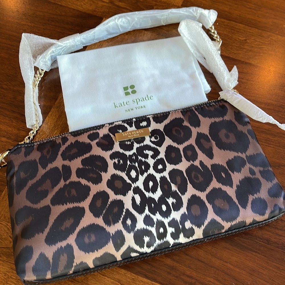 NWT KATE SPADE NEW YORK BYRD LINDENWOOD ANIMAL NATURAL MULTI NYLON BAG